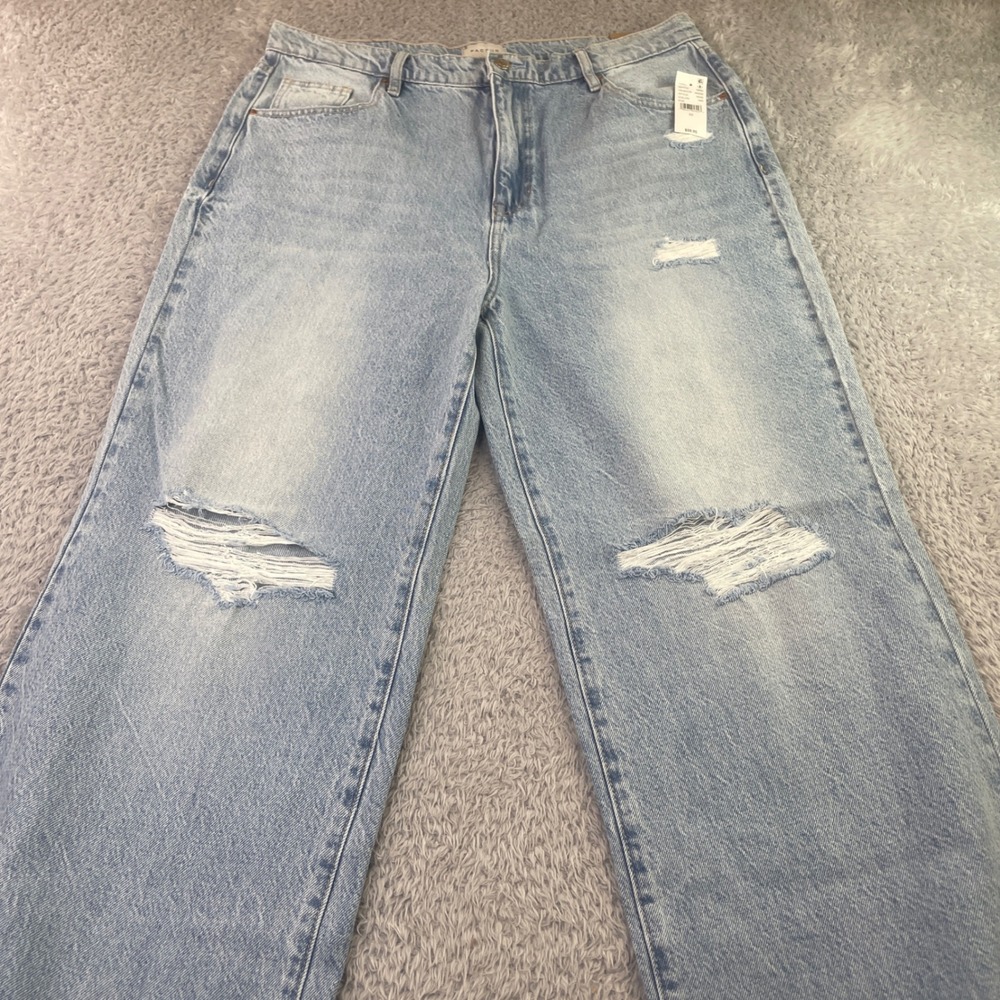 PacSun Baggy Jeans Women 32 Blue Zoe Distressed Mid Rise Wide Leg Denim